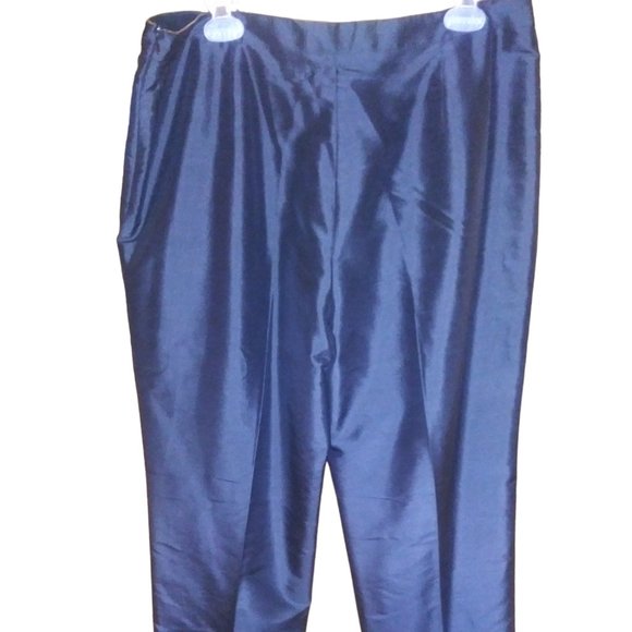 Talbot's 100% Pure Silk Women's Black Sheen Dress Pants Trouser Size 16 - Picture 1 of 5